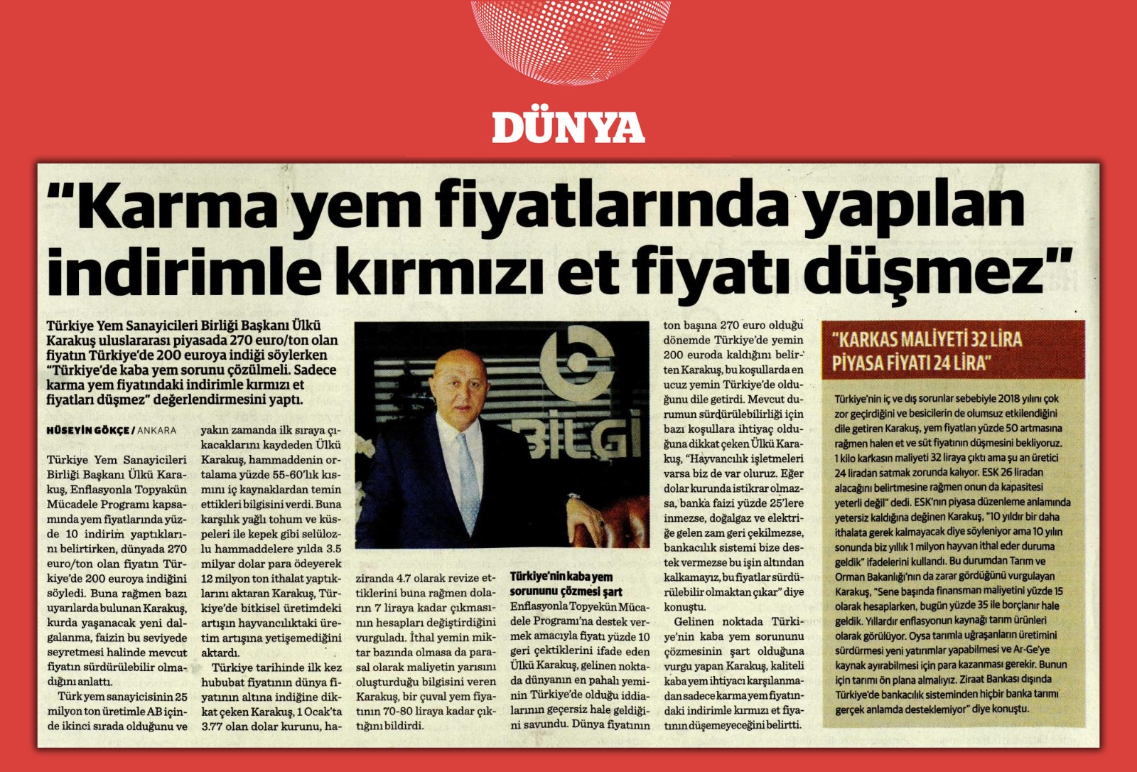 "Karma yem fiyatlarında yapılan indirimle kırmızı et fiyatı düşmez"